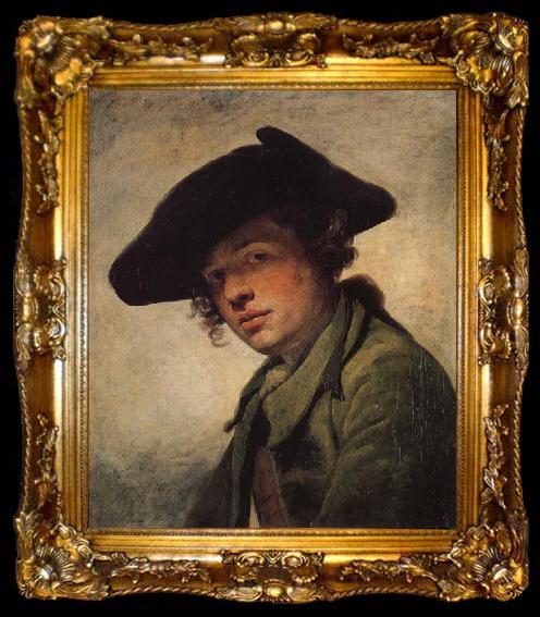 framed  Jean-Baptiste Greuze A Young Man in a Hat, ta009-2